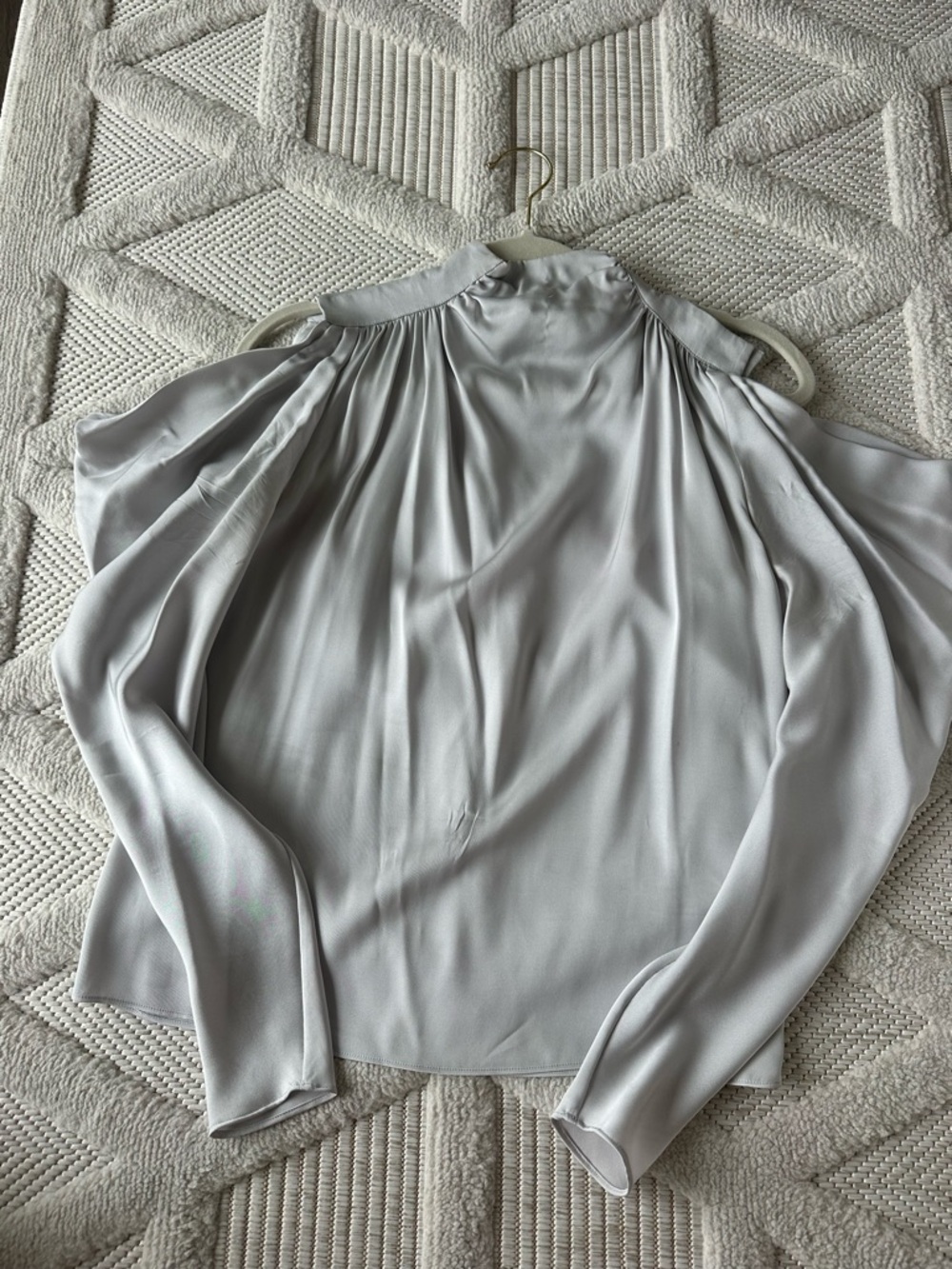 INTERMIX Light Gray Cold-Shoulder Blouse